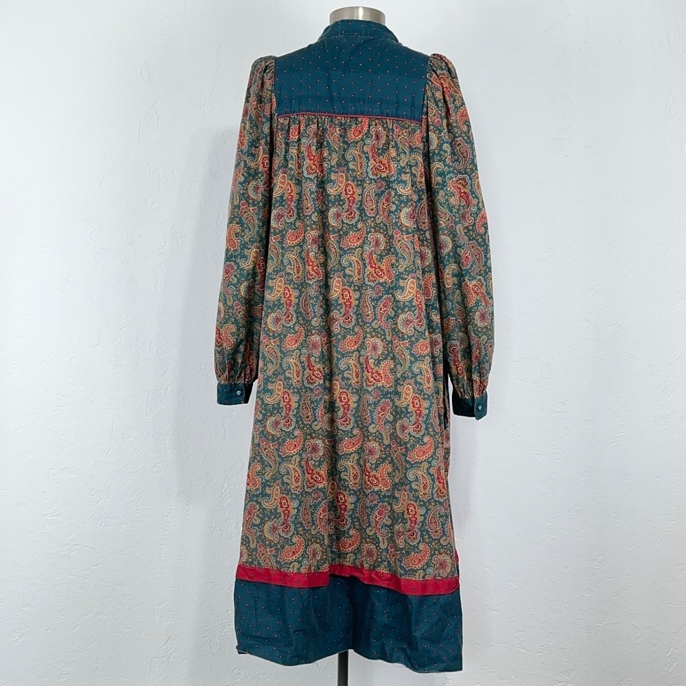 Vintage J Jill Cottagecore Prairie Peasant Midi Dress Sz XL Paisley Cotton - Picture 7 of 10